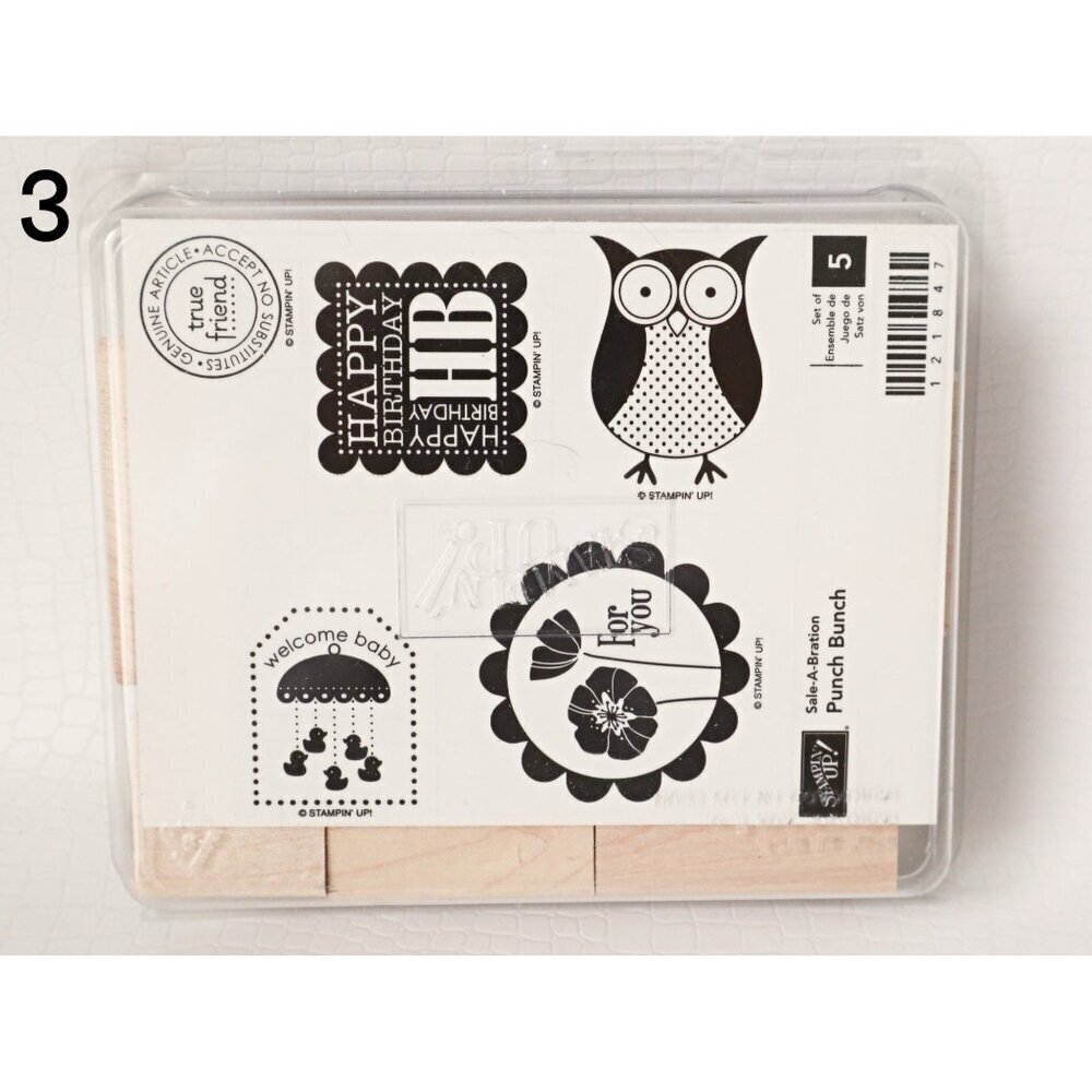 5 Vintage Rubber Stamps Punch Bunch Stampin Up Owl For You Happy Birthday Welcom